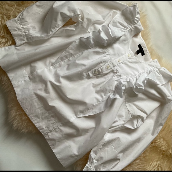 JCREW EXAGGERATED RUFFLE FRONT POPOVER SZ 0 - Picture 4 of 7